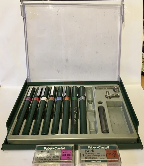 FABERCASTELL TECHMATE TG1S Technical Drawing Pens Set of 8 in Case £