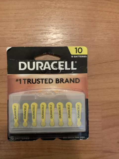 Paquete de 16 baterías para audífonos Duracell talla 10 fecha de caducidad: marzo de 2024
