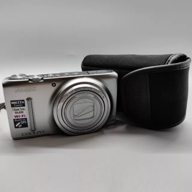 Nikon Coolpix S9500 18.0MP Compact Digital Camera Silver Tested