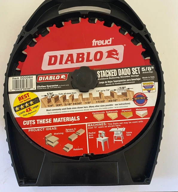 Diablo dado blade DD208H 8" x 12 Teeth Stacked Dado Saw Blade Set 5/8" New Diablo dado blade DD208H 8" x 12 Teeth Stacked Dado Saw Blade Set 5/8" New