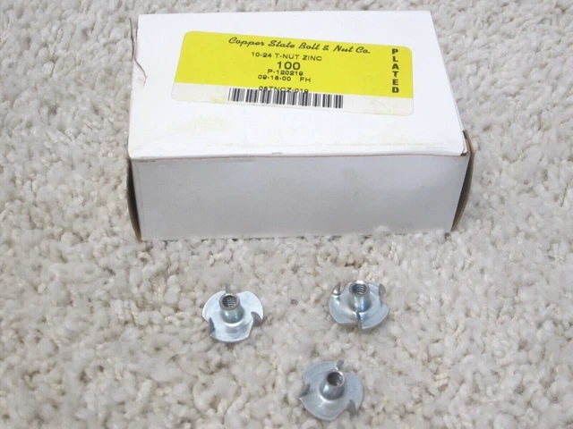 10-24 Plated Zink 3 Prong T-Nut Qty. 100 Pieces P-120219 #3F-9