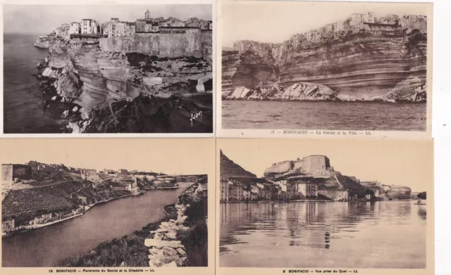Lot de 4 cartes postales anciennes postcards BONIFACIO CORSE falaise port