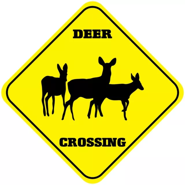 Yellow Aluminum Crossing Sign Deer Cross Xing Style C Diamond Street Signal