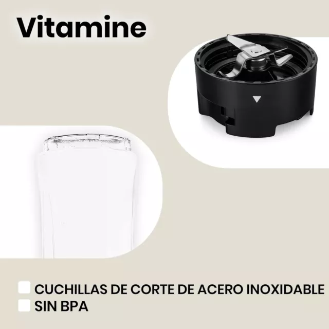 ZEEGMA Vitamine Batidora Multifunción 4 en 1 1050 W 350W potencia nominal co