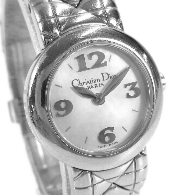 Christian Dior $850 Women Classic Mini Silver Mop Dial Swiss Watch D84-100