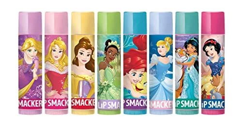 Lip Smacker Disney Princess Flavored Lip Balm Party Pack 8 Count, Clear, For 3