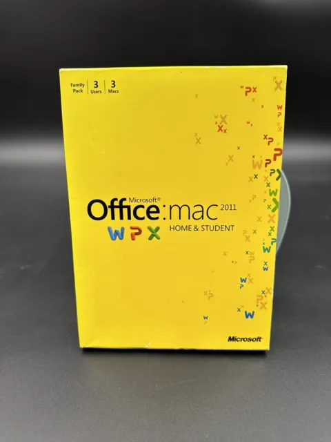 MS Microsoft Office MAC 2011 Home and Student Family Pack For 3PCs =Full Retail=