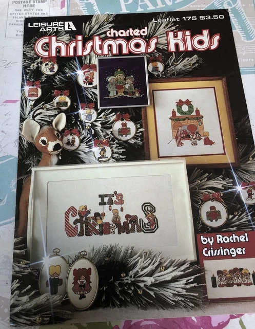 Vintage Leisure Arts Charted Christmas Kids Cross Stitch Pattern Leaflet 175