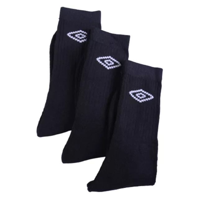 Herrensocken UMBRO 3 Paar Baumwollstiefel Damen Arbeit Sport Crew Socke weiß schwarz 2