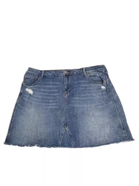 OLD NAVY DENIM Mini Skirt Women's Size 18 Medium Blue Wash Distressed ...