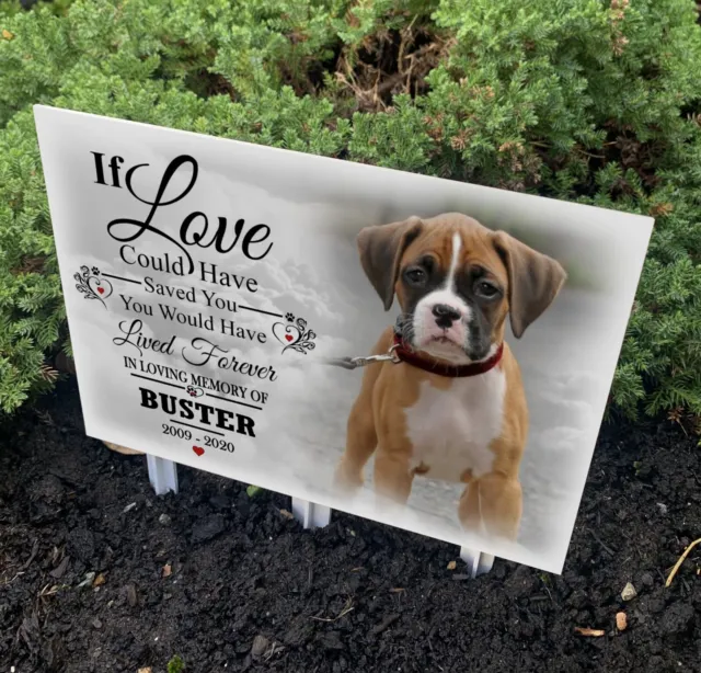 Personalised pet dog grave marker, In loving memory, Photo plaque & Stake.