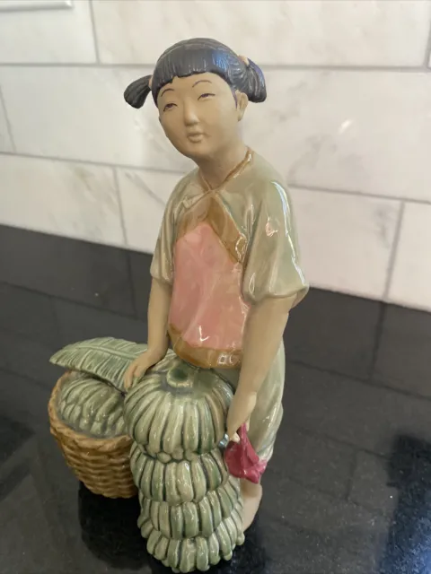 CHINESE WAN JIANG GLAZED Child At Banana Harvest Figurine Statue RARE FIND VTG
