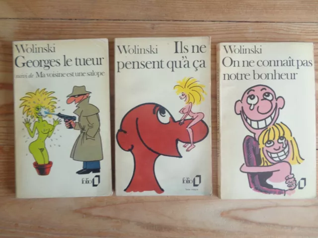 GEORGES WOLINSKI Lot de 3 livres de poche anciens éditions Folio Dessins BD