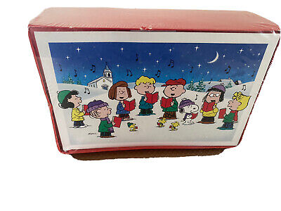 Hallmark Peanuts Gang Caroling Christmas Cards Sealed Box 40 Cards Envelopes