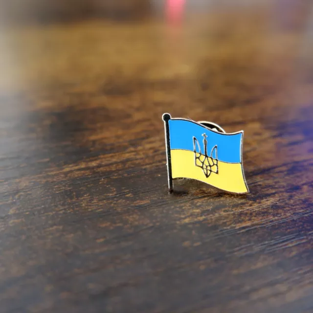 Ukraine Ukrainian Country Flag Lapel Enamel Pin Brooch Button Free Gift Bag