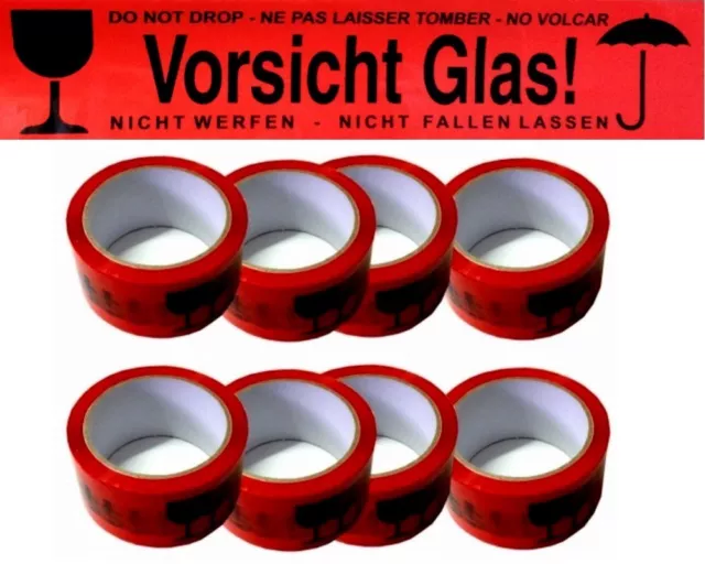 36x 66m Vorsicht Glas V48 Rot Paketband Klebeband Packband Karton Band Bänder