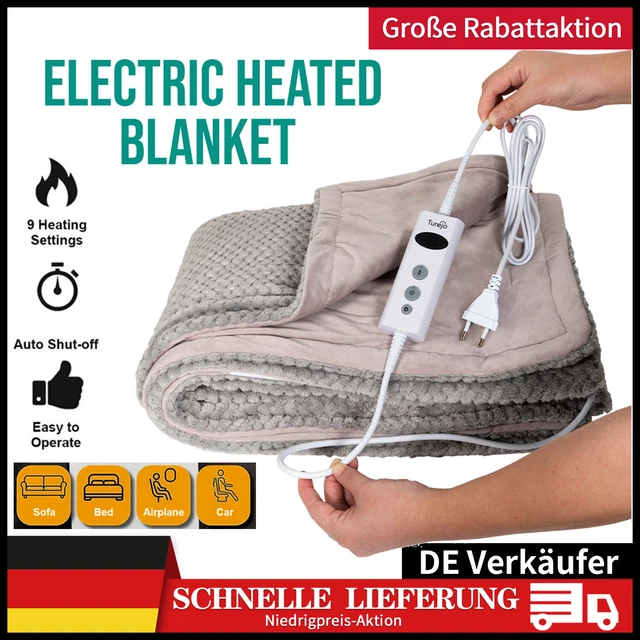 Coperta riscaldante coperta termica elettrica con 9 livelli di riscaldamento & timer lavabile 130*180 cm 180 W