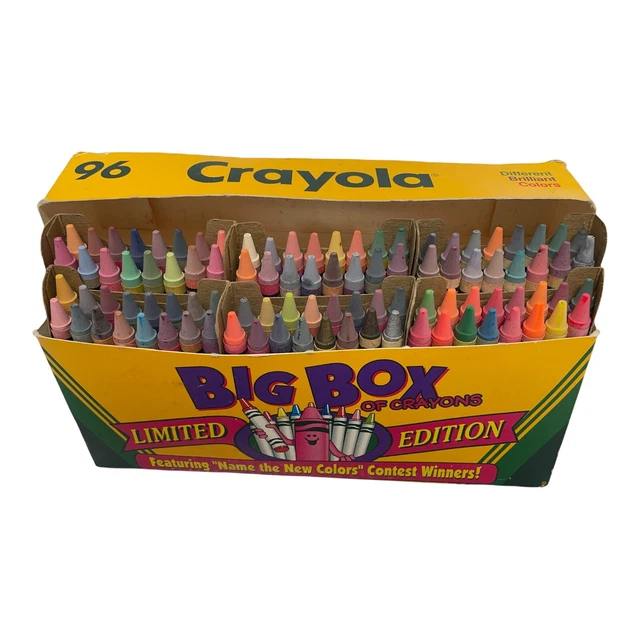 VINTAGE CRAYOLA CRAYON Big Box 96 Crayons with Built in Sharpener 1992