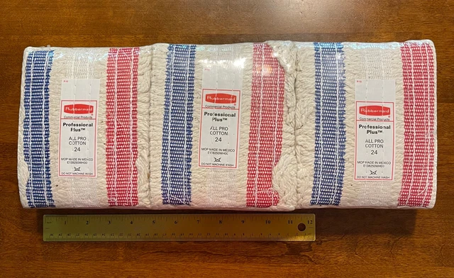 NEW! 3 PACK!!! Three Rubbermaid Professional Plus All Pro Cotton 24 Mop Heads