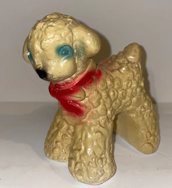 Vintage Chalk-Ware Carnival Circus Festival Prize Toy Colored Lamb Sheep 4.5”
