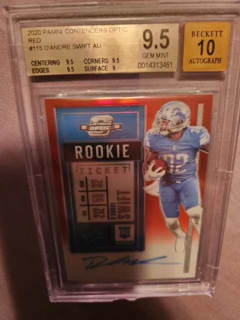 D'ANDRE SWIFT RC - 2020 Contenders OPTIC Rookie Ticket AUTO RED - Beckett 9.5/10
