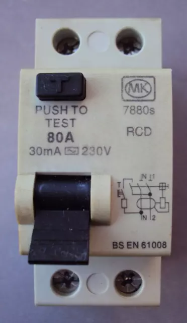 MK SENTRY 7880s 80A 30mA DP RCD 80 AMP BS EN 61008 2 POLE RCCD RCCB BREAKER TRIP