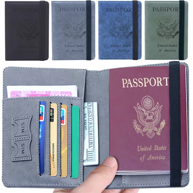 Slim Leather Travel Passport Wallet Holder RFID Blocking ID Card Case Cover Gift