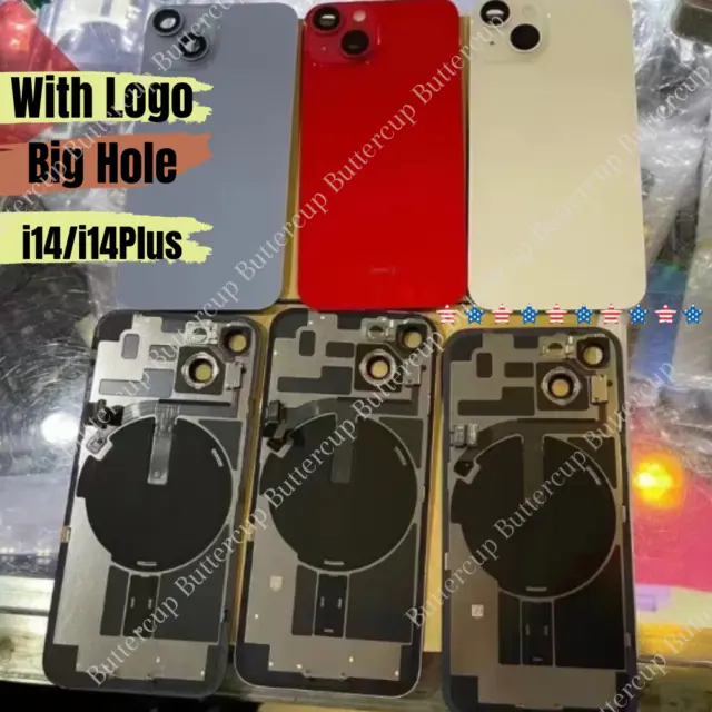 For iPhone 14/iPhone 14 Plus Back Glass Replacement Big Cam Hole Rear Cover Lot