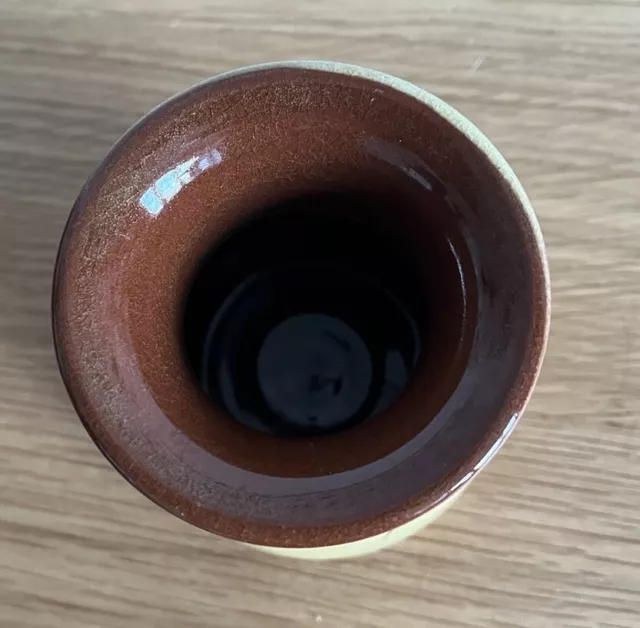 Handmade Glazed Beige Brown Small Vase Bud Vase 9.5cm x 7cm TENBY Wales 3