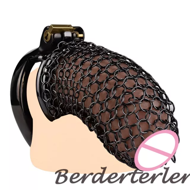 Black Mesh Chastity Cage Anti Removal Male Fishnet Cage Men Chastity Device Lock