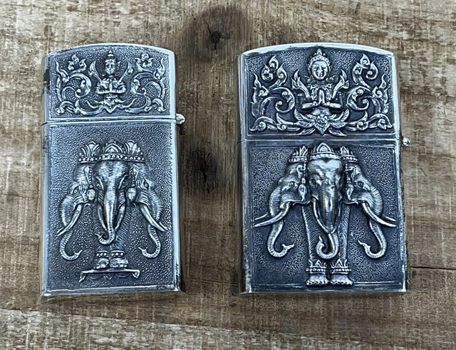 Lot Of 2 VTG Siam Zippo Sterling Silver Cases Only