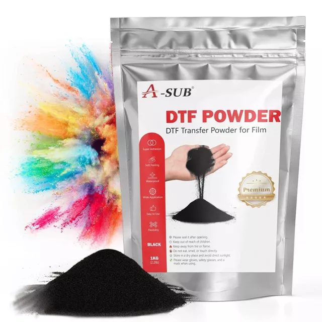 A-SUB DTF Powder for Sublimation Black Adhesive Powder Hot Melt for DTF Transfer