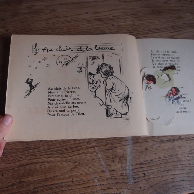 Livre ancien Germaine Bouret Vieilles chansons animées 1951 album à système 3