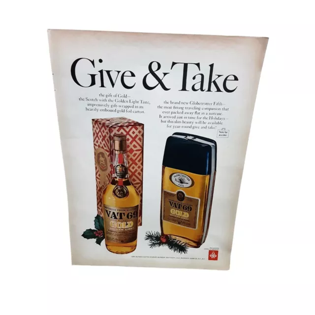1967 VAT 69 Whiskey Give And Take vintage Original Print ad