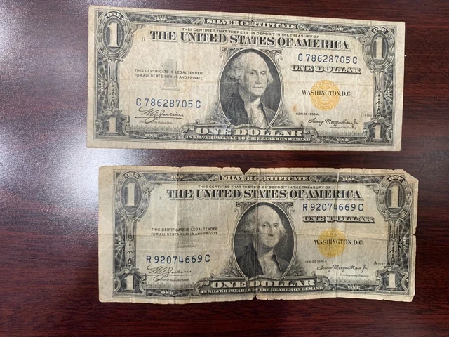 Lot of (2) 1935 A Gold Seal Notes One Dollar  $1