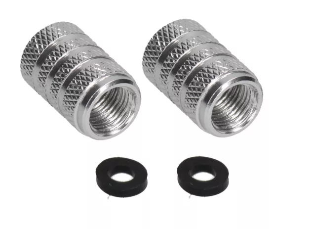 Pro Bolt Ventilkappen Aluminium 2er Set silber für Motorrad Moped Roller PKW