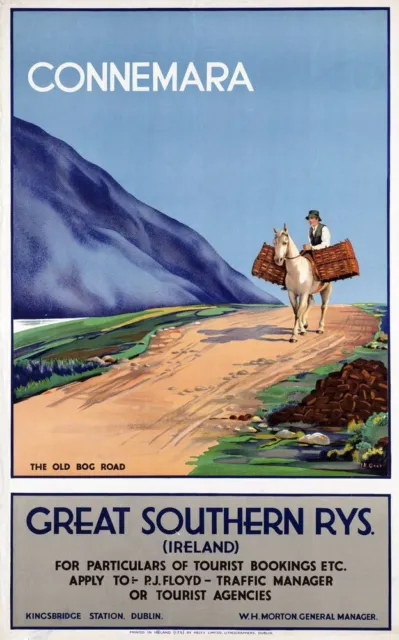 Vintage Illustrated Travel Poster CANVAS PRINT Ireland Connemara 8"X 12"