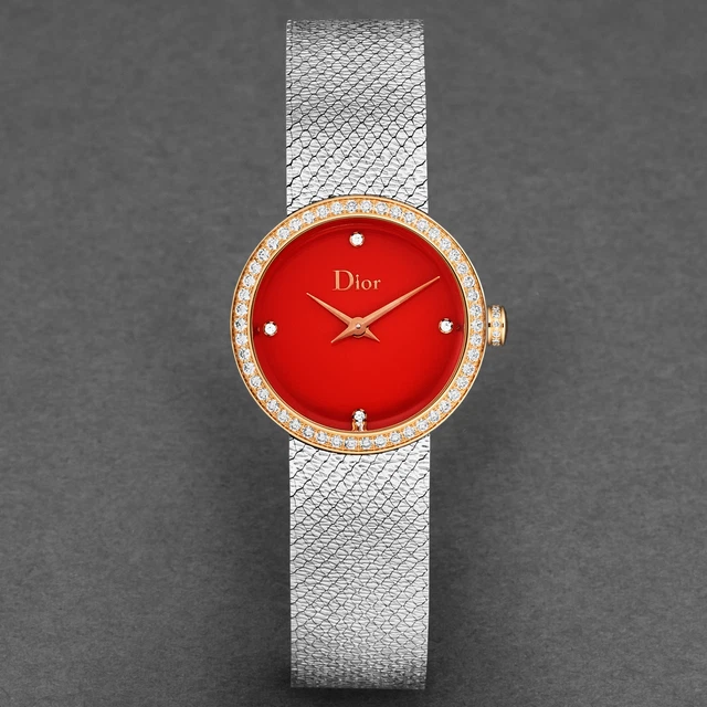 Christian Dior Women's La D De Dior Diamond Bezel Red Dial Milanese CD047120M001 4