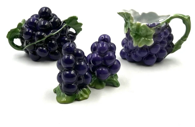 Royal Bayreuth Grape Sugar Creamer and Salt Pepper Shakers Purple
