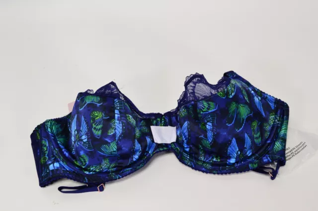 Baroque Butterfly Lace Half-Cup Bra in Blue