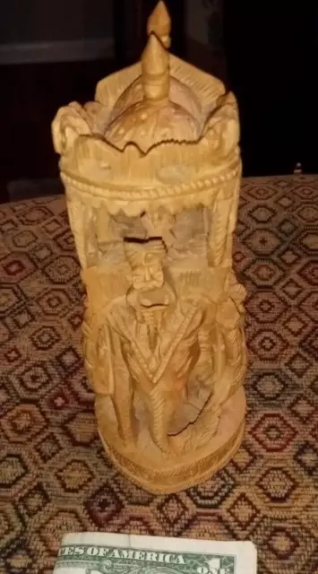 Hand carved wooden elephant sculpture wood