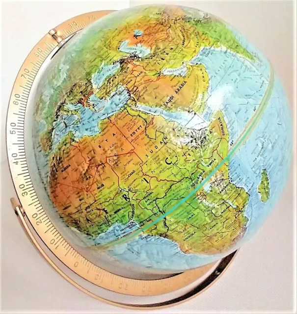 Vintage GLOBE Raised Relief 1974 Replogle LAND AND SEA Globe USSR . L.M. Tolman