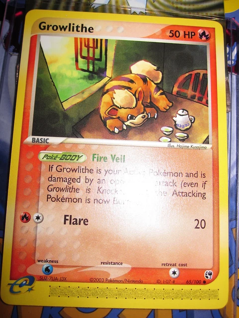 Pokemon Mint (◕‿◕✿) Ex Sandstorm English Growlithe 65/100 Com 1St Edition (2003)