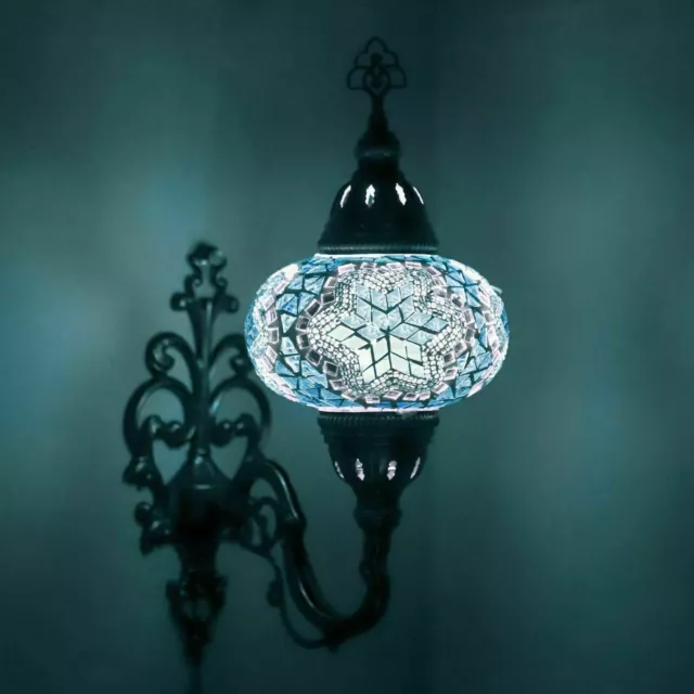 Lampe applique murale Turque en mosaïque Marocaine multicolore Tiffany grande