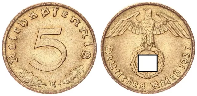 Drittes Reich 5 Pfennig 1937 E prägefrisch-Stempelglanz 106103