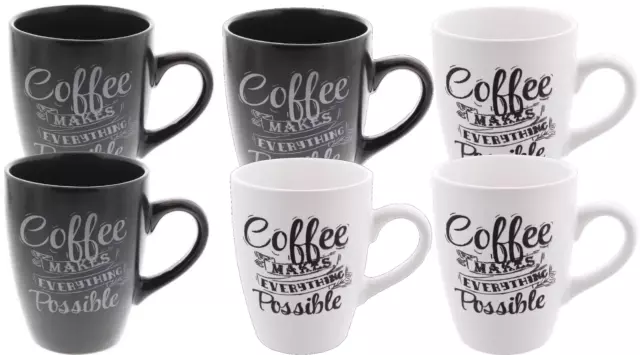 6 Stück Kaffeebecher Coffee Possible Kaffeetassen ca.300ml Keramik Kaffee Tassen