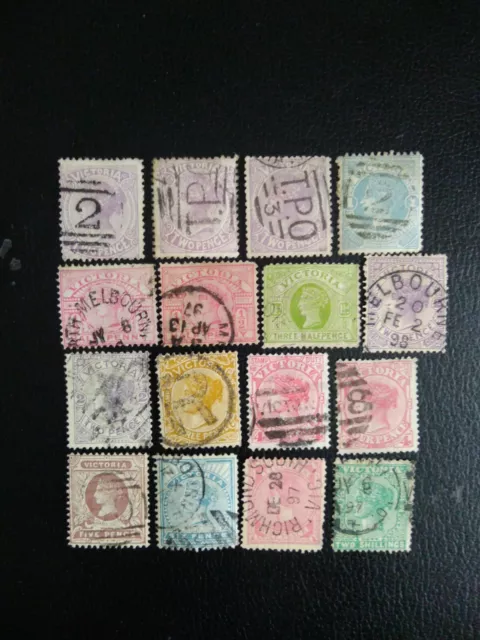 AUSTRALIA STATES VICTORIA, Selection 12 good used stamps, some duplication.