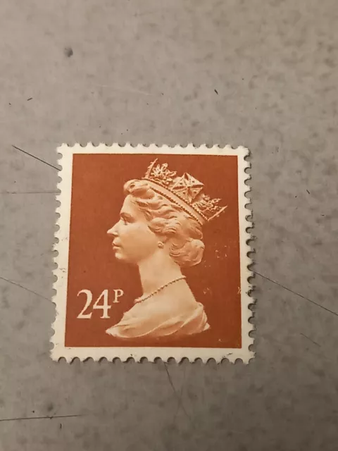 Timbre ancien Anglais reine elisabeth 2, marron