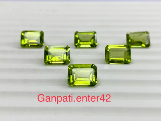 Peridot Loose Gemstone Faceted Octagon Cut 8x6 MM Natural Calibrated Size E