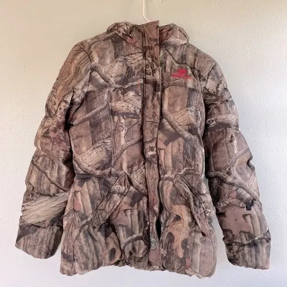 Mossy Oak Jacket Womans Large Break Up Infinity Camo Hooded Hunting Puffer Coat